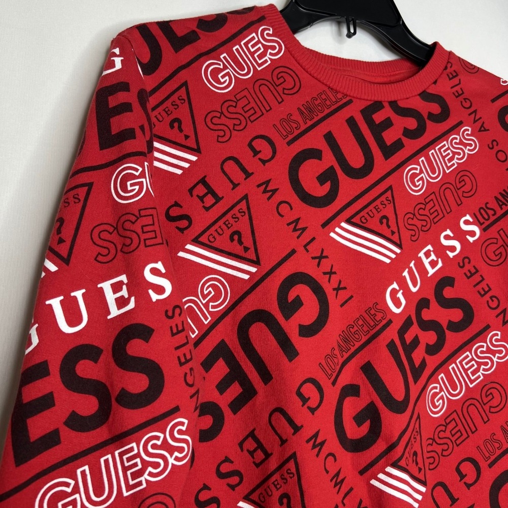 Guess Logo Sweatshirt Red Black White Retro‎ Y2K Crewneck 90s Skater Streetwear